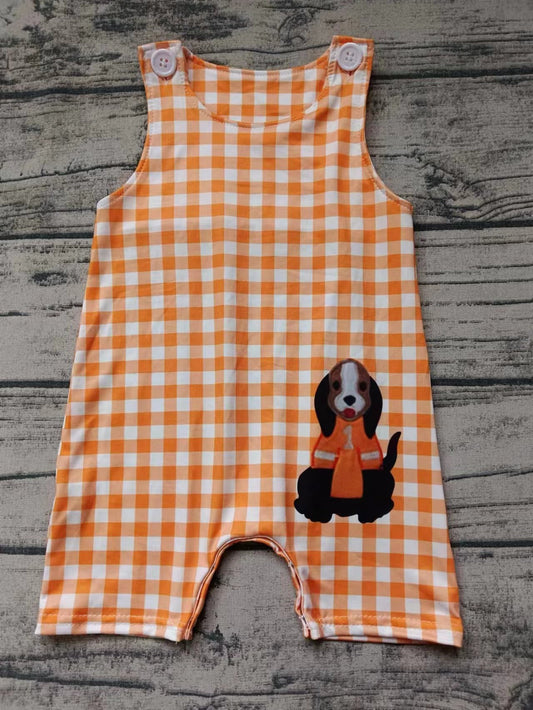 Baby Boy Sleeveless Dogs Plaid Team Romper