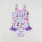 Baby Girl Sleeveless Ruffle One Piece Singer Purple Swimsuit