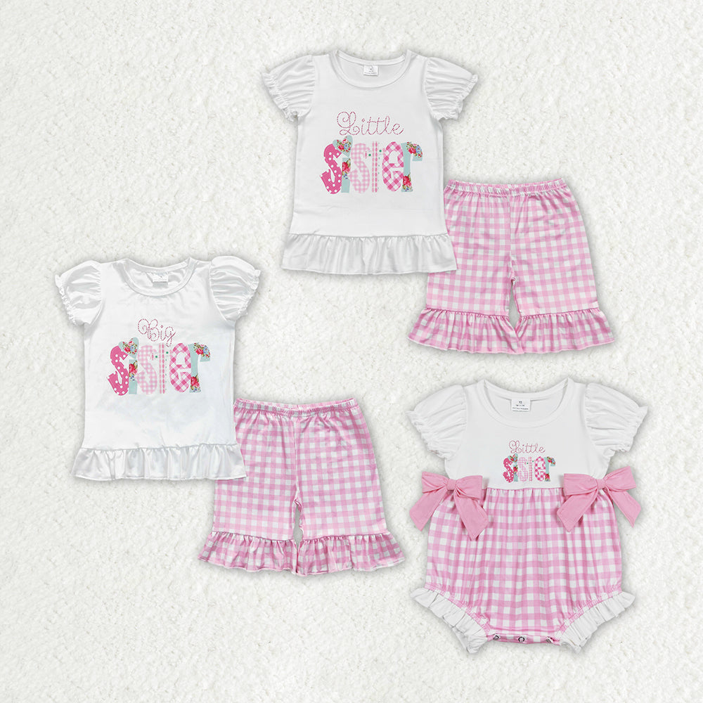 Baby Girl Big Little Sister Sibling Short Sleeves Romper Set