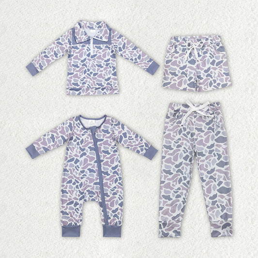 Baby Boy Grey Camo Brother Hunting Sibling Romper Pants Set