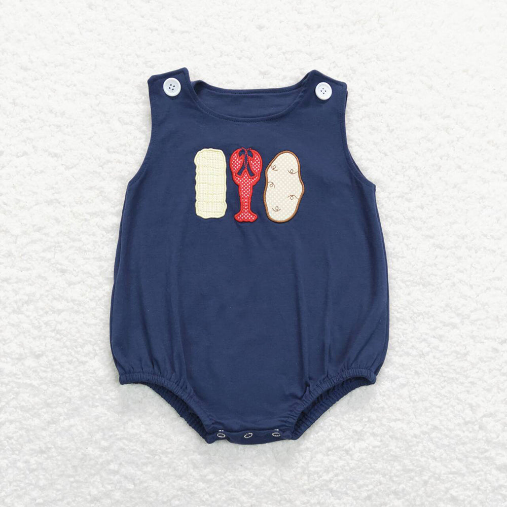 Baby Boy Girl Embroidery Crawfish Sibling Sister Brother Set