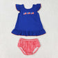 Baby Boy Girl Embroidery Flags July 4th Sibling Clothing Set Romper Dress