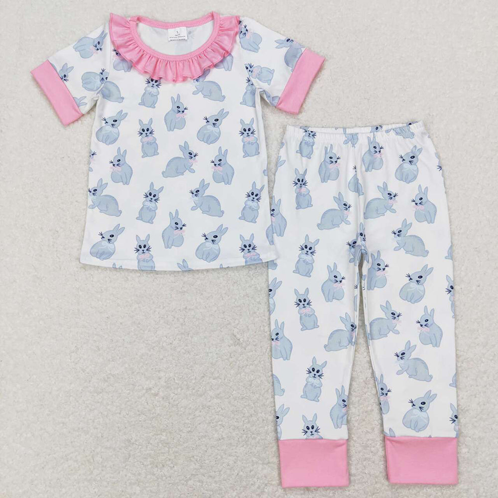 Baby Boy Girl Easter Rabbits Sibling Romper Pajamas Set