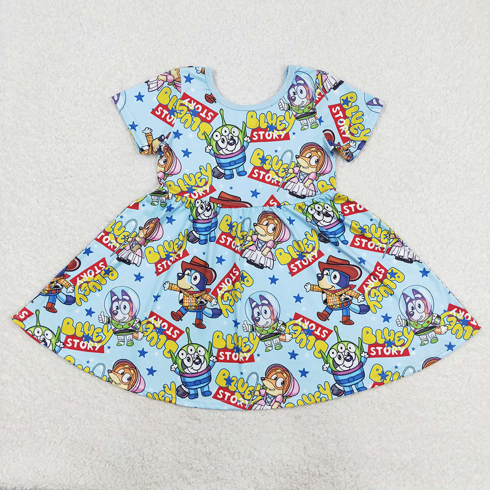 Baby Girl Short Sleeves Dogs Toys Twirl Dress