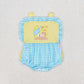 Baby Infant Girl Beach Blue Checkered Bubble One Piece Romper