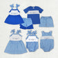 Baby Boy Girl Police Blue Sibling Romper Dress Outfit Clothes Set