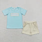 Baby Kids Embroidery Daddy's Boy Summer Romper Father's Day Set