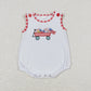 Baby Girl Boy July 4th Embroidery Flag Tractor Sibling Rompers Clothes Sets