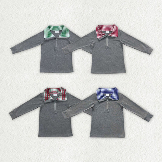 Baby Boy Long Sleeves Sibling Brother Pullover Grey Cotton Tee Shirt