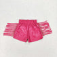 Baby Girl Dark Pink Tassel Leather Shorts