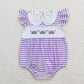 Baby Girl Purple Stripes Embroidery Flower Dress Romper Sibling Sister Clothes