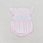 Baby Girl Short Sleeves Mouse Pink Plaid Bubble One Piece Romper