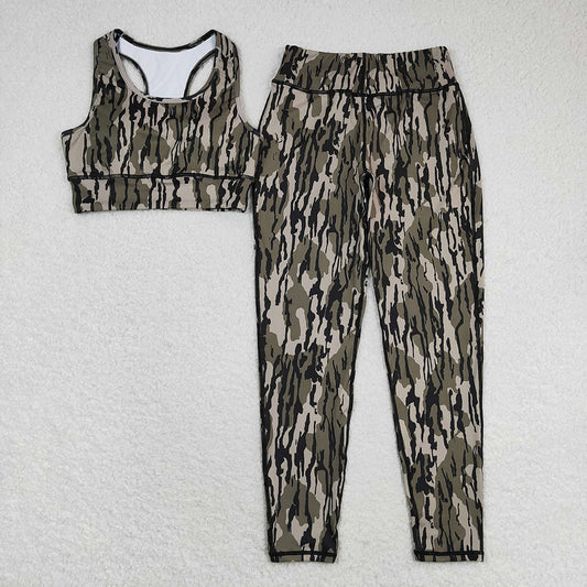 Adult Women Camo Tops Pants Yoga Sports Set