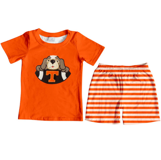 Baby Boy Dog Shirt Team Stripes Shorts Set