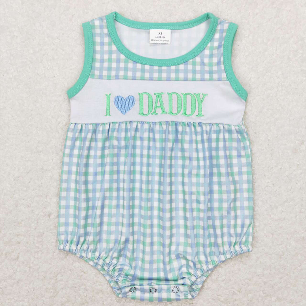 Baby Boy Girl Embroidery Sibling I Love Daddy Set Romper