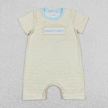 Baby Kids Embroidery Daddy's Boy Summer Romper Father's Day Set