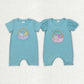 Baby Boy Girl Infant Short Sleeves Embroidery Easter Eggs Basket Sibling Romper