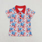 Baby Boy July 4th Flags Stars Buttons Short Sleeves Shirt