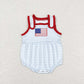 Baby Boy Girl Embroidery Flag July 4th  Sibling Romper Clothes Set