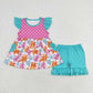 Baby Girl Dots Flower Tunic Ruffle Shorts Summer Set