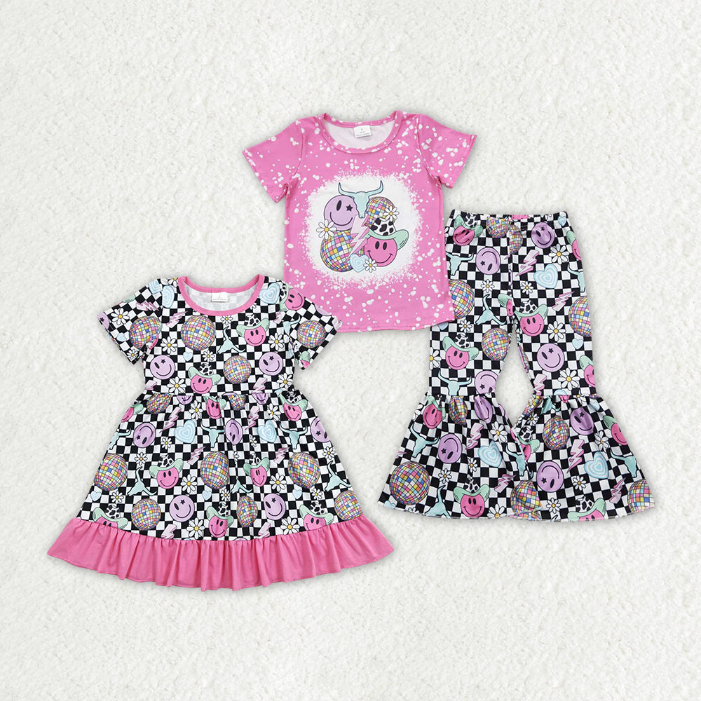 Baby Girl Western Smile Cow Sibling Sister Dress Set