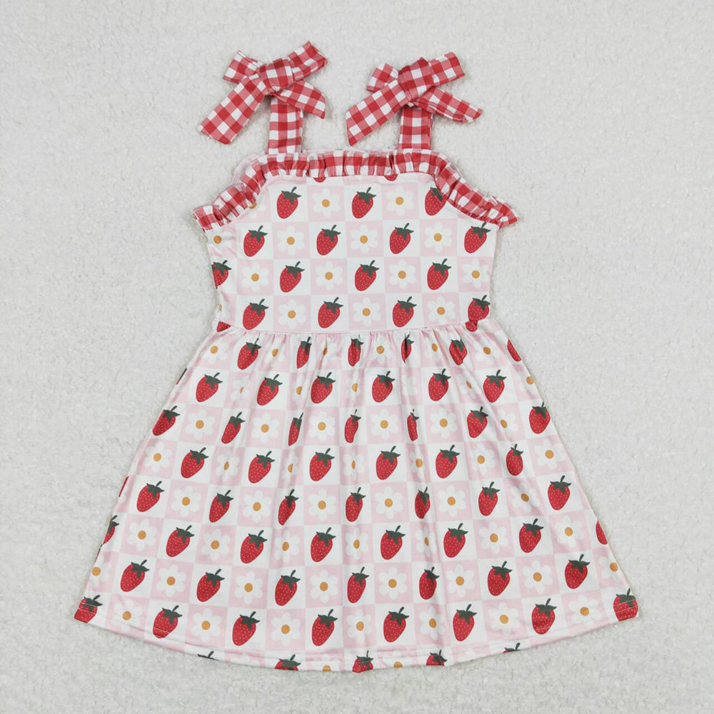 Baby Girl Strawberry Straps Sister Sibling Dress Romper Set