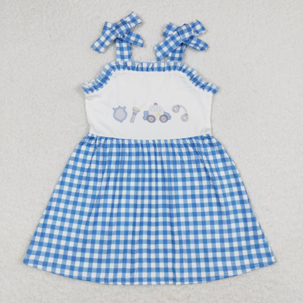 Baby Boy Girl Police Blue Sibling Romper Dress Outfit Clothes Set