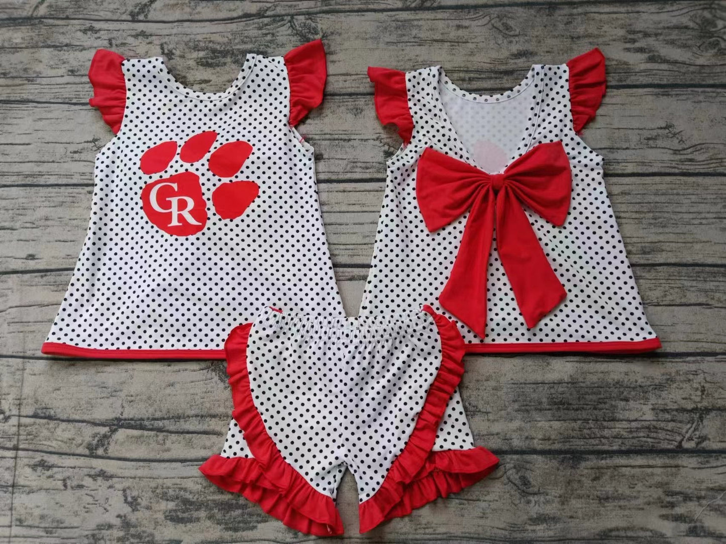 Baby Girl Short Sleeves Bow Tunic Ruffle Shorts Team Clothes Set