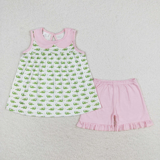 Baby Girls Crocodile Tunic Ruffle Shorts Summer Outfits Clothes Sets