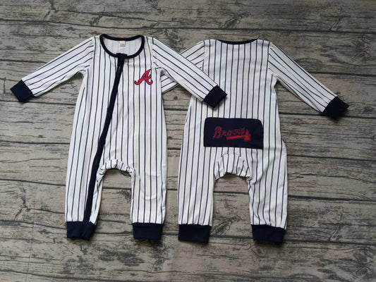 Baby Boy Long Sleeves Stripes Zipper Team Romper