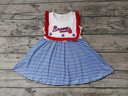 Baby Girl Sleeves Blue Stripes Team Dress