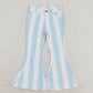 Baby Girls Blue Stripes Bell Flare Denim Pants