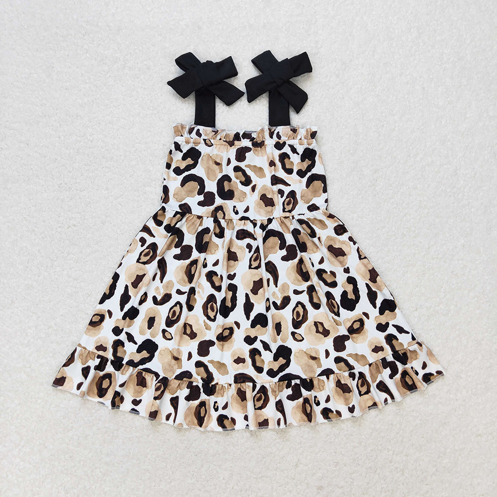 Baby Girl Sleeveless Leopard Sibling Sister Romper Dress Set