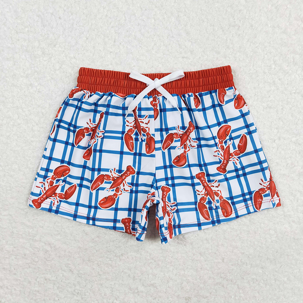 Baby Boy Crawfish Plaid Trunks Summer Swimsuit Swimwear