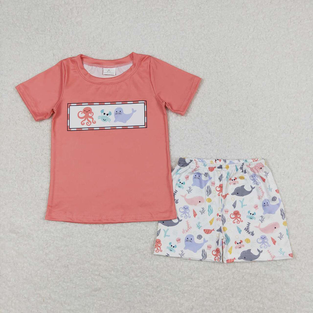 Baby Boy Girl Octopus Crab Sea Lion Sibling Romper Dress Set