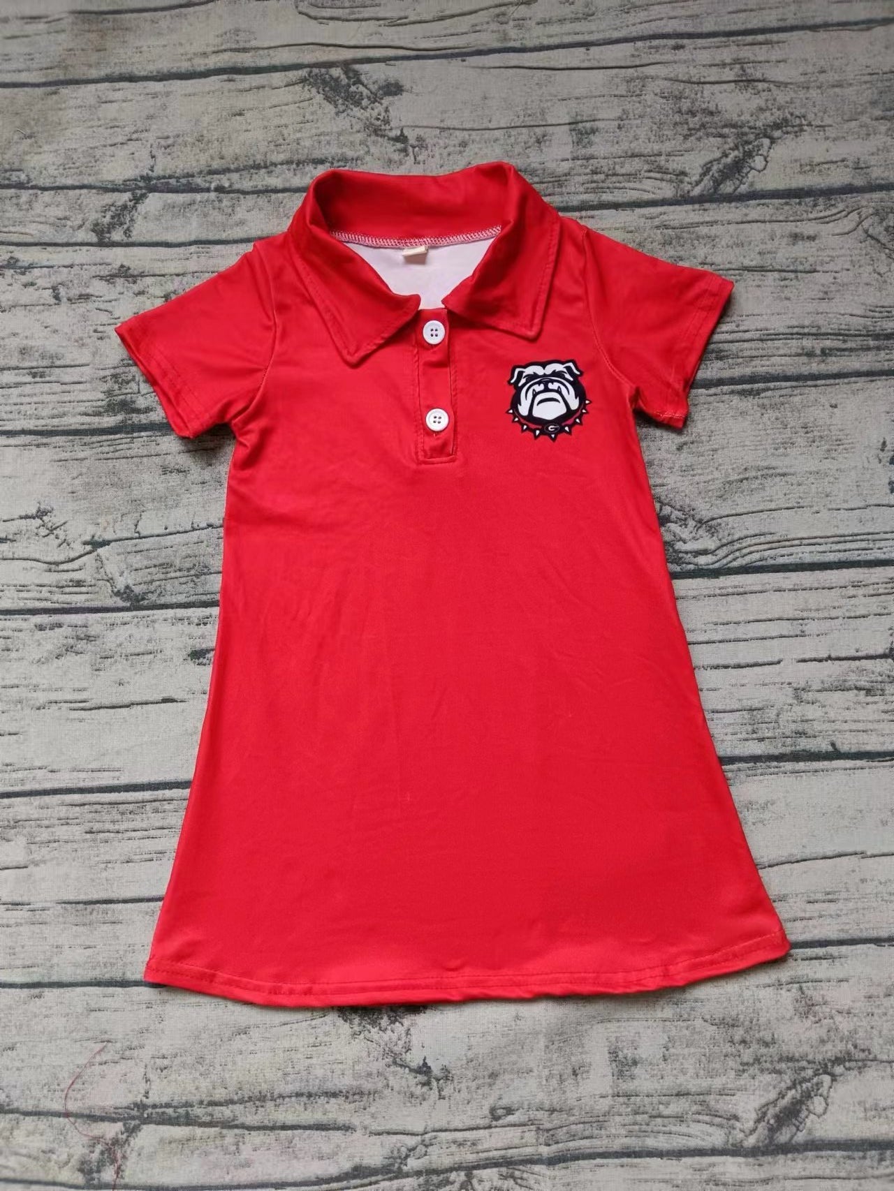 Baby Girl Short Sleeves Dog Team Red Dress