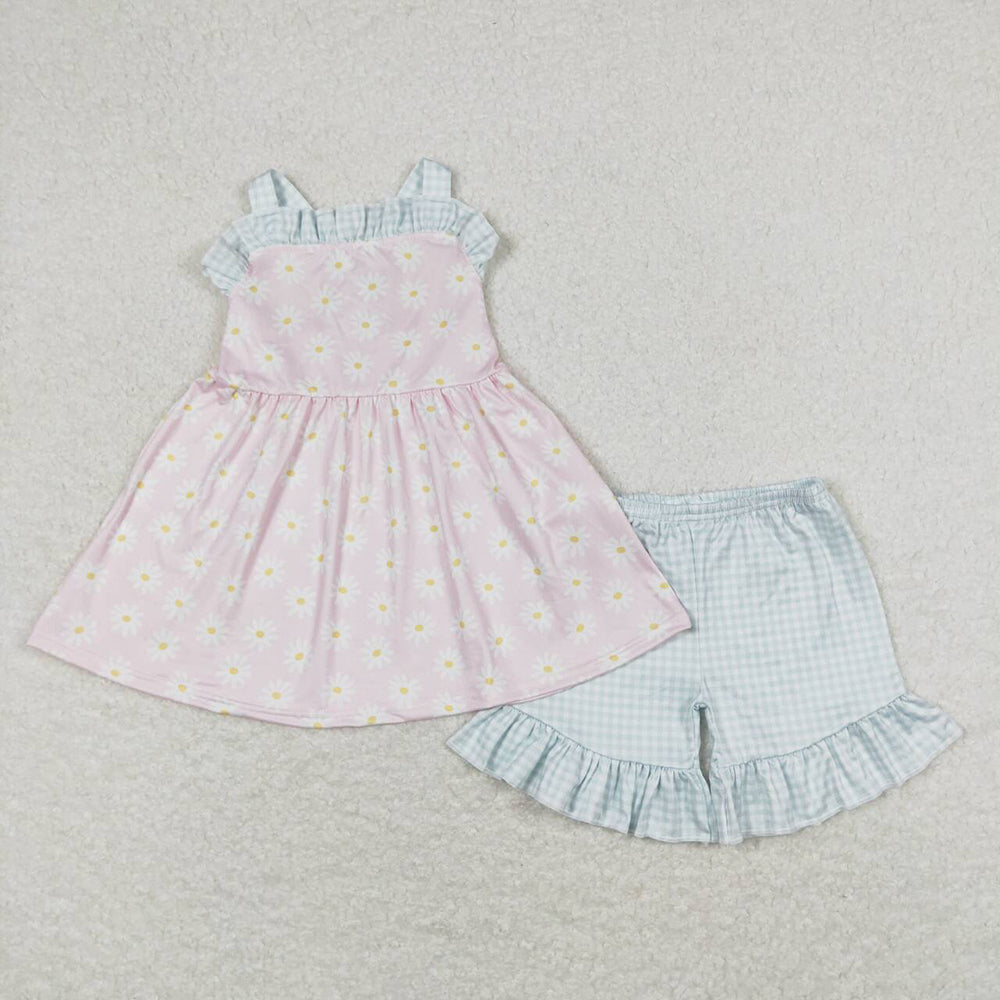 Baby Girl Pink Flower Dress Rompers Sibling Sister Clothes Sets