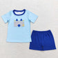 Baby Boy Girl Castle Embroidery Beach Sibling Set Romper Clothes