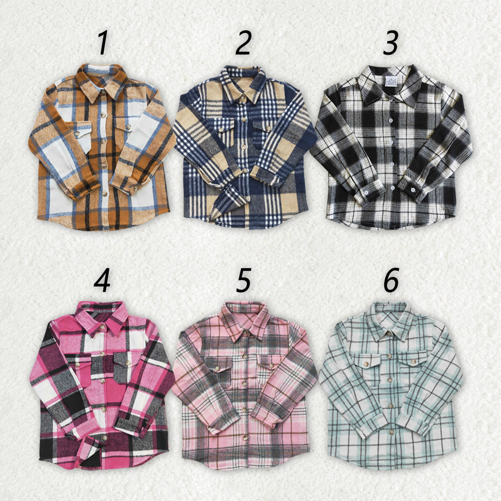 Baby Boy Girl Plaid Button Ups Sibling Long Sleeve Shirt Tops