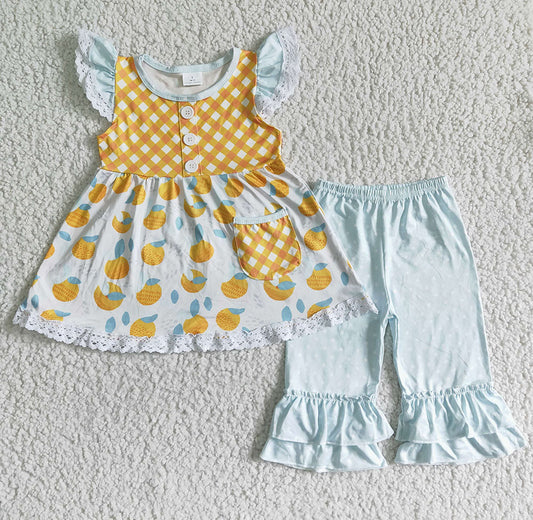 Promotion Baby Girl Summer Orange Fruit Outfit