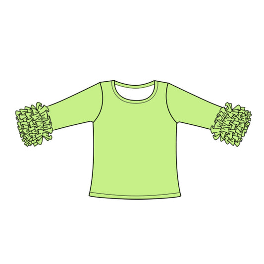 Baby Girl Green Cotton Ruffle Long Sleeves Icing Shirt Tops Moq 5