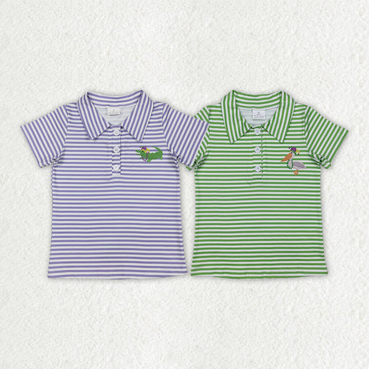 Baby Boy Short Sleeves Mardi Gras Stripes Sibling Tee Pullover Shirt