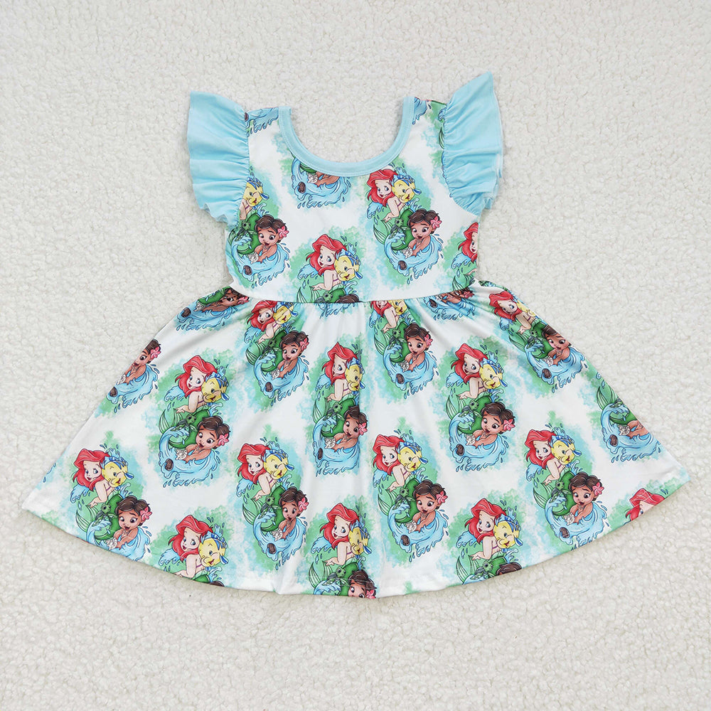 Promotion Baby Girl Mermaid Short Sleeves Summer Dress