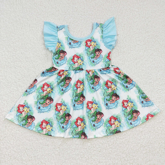 Promotion Baby Girl Mermaid Short Sleeves Summer Dress