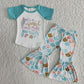 Promotion Baby Girl Short Sleeves Mermaid Shirt Bell Pants Outfit Set