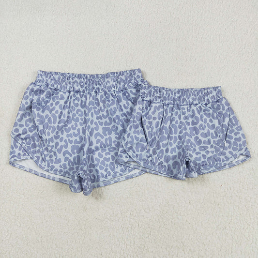 Baby Girl Adult Women Gray Leopard Shorts Sibling Mommy and Me Yoga Active Bottoms RTS