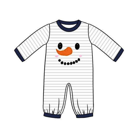 Baby Boy Christmas Snowman Stripes Romper