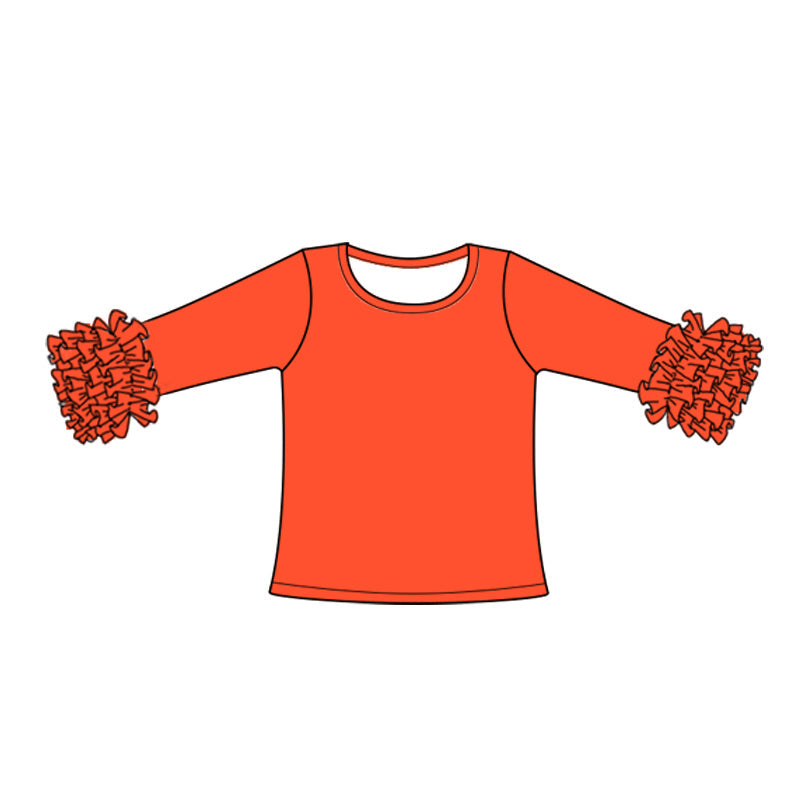 Baby Girl Ruffle Long Sleeves Orange Cotton Icing Shirt Tops Moq 5