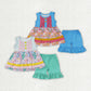 Baby Girl Sleeveless Flower Ruffle Tunic Cotton Shorts Sibling Clothes Set RTS