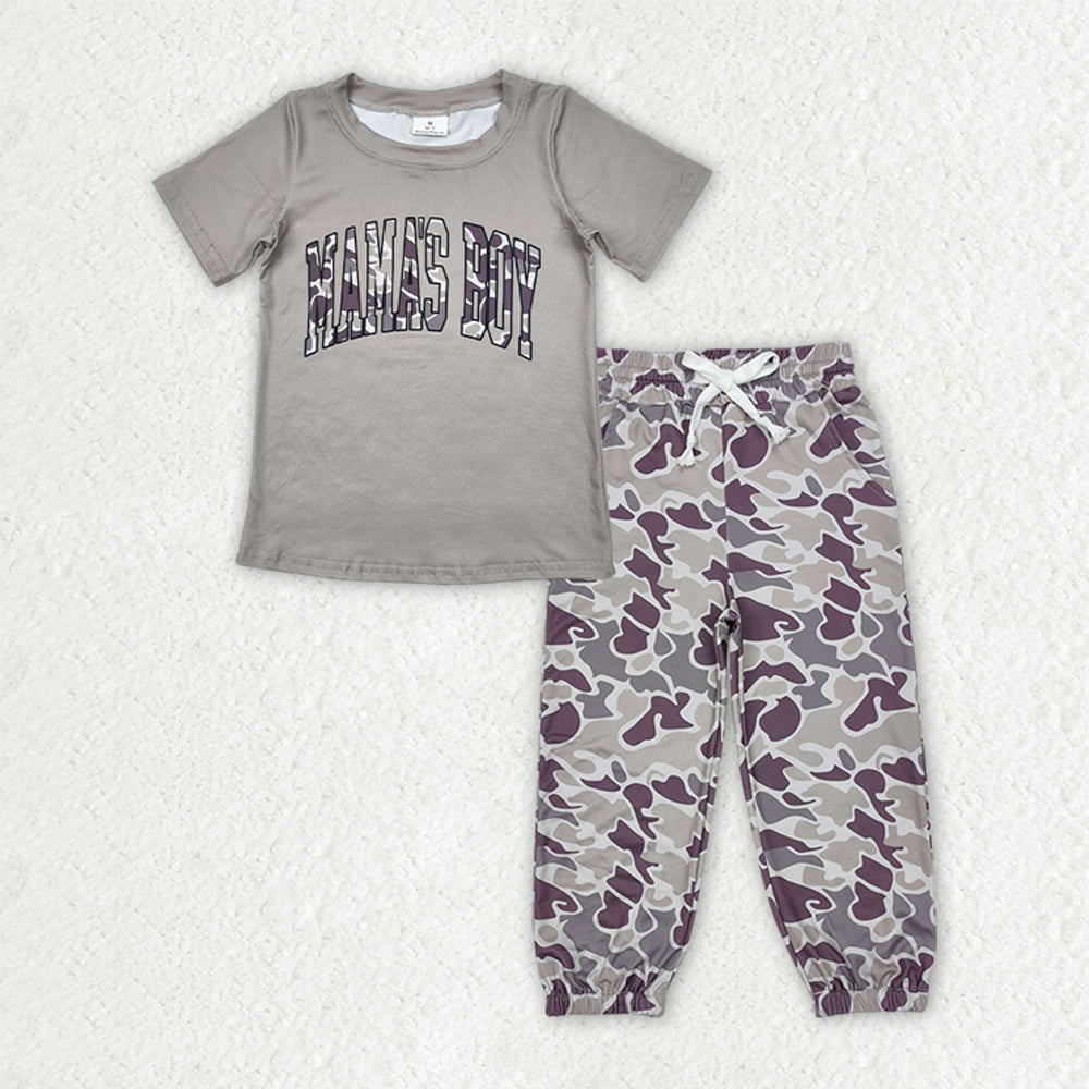 Baby Kids Toddler Short Sleeves Mama's Boy Shirt Pockets Jogger Pants Sibling Outfit RTS